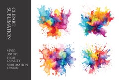 Watercolor splashes clipart sublimation png Product Image 1