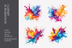 Watercolor splashes clipart sublimation png Product Image 1