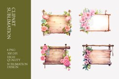 Wooden hanging signboard watercolor clipart Product Image 1
