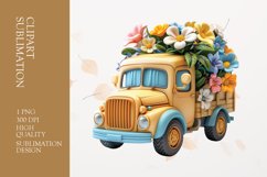 3D Truck with Flowers Clipart sublimation Product Image 1