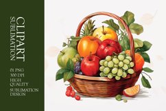 Watercolor fruit basket clipart sublimation Product Image 1