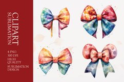 Pastel bow watercolor clipart sublimation Product Image 1