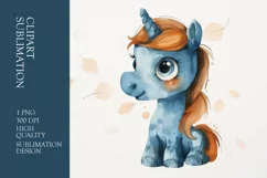 Watercolor cute unicorn horse sublimation clipart Product Image 1