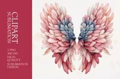 Watercolor pink Wings flowers Clipart Sublimation Product Image 1