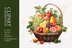 Watercolor fruit basket clipart sublimation Product Image 1