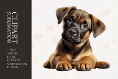 Watercolor cute floral puppy Dog clipart sublimation Product Image 1