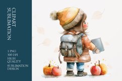 Watercolor Cute Girl Clipart Sublimation Product Image 1