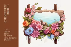 Floral Wooden Sign Board Clipart Sublimation Product Image 1