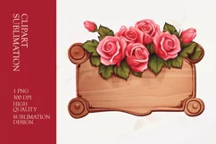 Rose Floral Wooden Sign Boards Clipart Sublimation Product Image 1