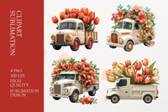 Truck with Flowers Clipart sublimation Product Image 1