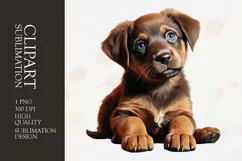 Watercolor cute floral puppy Dog clipart sublimation Product Image 1