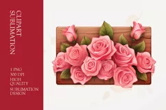 Rose Floral Wooden Sign Boards Clipart Sublimation Product Image 1