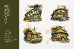Watercolor mossy cottage home clipart Product Image 1