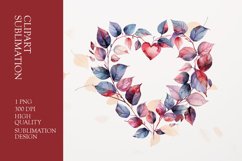 Watercolor Leave Heart Frame Clipart sublimation Product Image 1