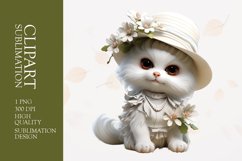3D Cute Cat With Floral Hat Clipart Sublimation Product Image 1