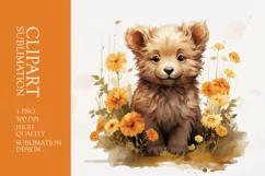 Watercolor cute floral puppy Dog clipart sublimation Product Image 1