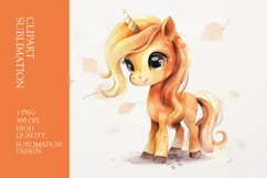 Watercolor unicorn horse clipart PNG Product Image 1