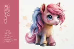 Watercolor unicorn horse clipart PNG Product Image 1