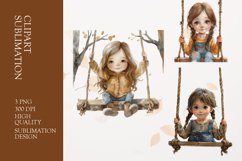 Watercolor Cute Baby Girl Sublimation clipart Product Image 1