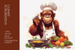 Chef Gorilla Clipart Sublimation Product Image 1