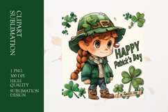 Cute Little girl St Patrick&#039;s Day Sublimation clipart Product Image 1