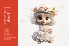 3D Cute Cat With Floral Hat Clipart Sublimation Product Image 1