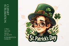 Cute Boy St Patrick&#039;s Day Floral Sublimation clipart Product Image 1