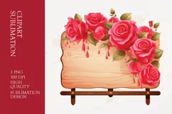 Rose Floral Wooden Sign Boards Clipart Sublimation Product Image 1