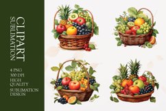 Watercolor fruit basket clipart sublimation Product Image 1