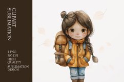 Watercolor Cute Girl Clipart Sublimation Product Image 1