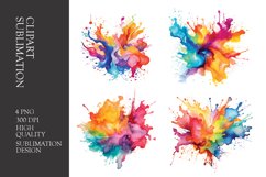 Watercolor splashes clipart sublimation png Product Image 1