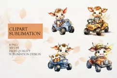Watercolor cartoon cow clipart png Product Image 1