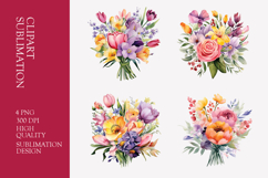 Spring flower bouquet watercolor clipart PNG Product Image 1