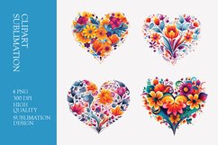 Floral Heart Watercolor Clipart Sublimation Product Image 1