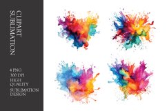 Watercolor splashes clipart sublimation png Product Image 1