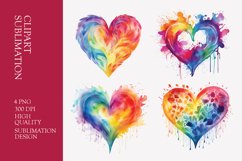 Watercolor heart clipart sublimation png Product Image 1
