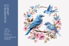 Two birds in love with flower frame watercolor clipart Product Image 1