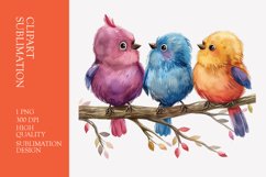 Cute baby birds watercolor clipart sublimation Product Image 1