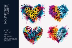 Tie dye leopard watercolor heart clipart Product Image 1