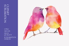 Two Cute Bird Watercolor Clipart Sublimation Product Image 1