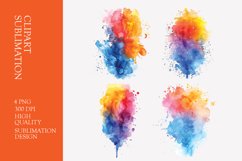 Watercolor colorful splash clipart sublimation png Product Image 1