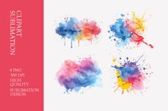 Watercolor colorful splash clipart sublimation png Product Image 1