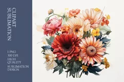 Watercolor Floral Bouquet Clipart Sublimation Product Image 1