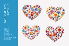 Floral Heart Watercolor Clipart Sublimation Product Image 1