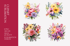 Spring flower bouquet watercolor clipart PNG Product Image 1
