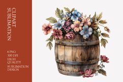 Vintage floral barrel watercolor clipart sublimation Product Image 1