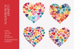 Watercolor Heart Clipart Sublimation Product Image 1