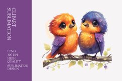Two Cute Bird Watercolor Clipart Sublimation Product Image 1