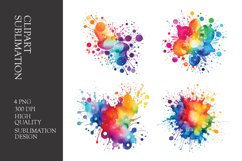 Watercolor splashes clipart sublimation png Product Image 1