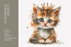 Cute kitten with crown watercolor clipart sublimation Product Image 1